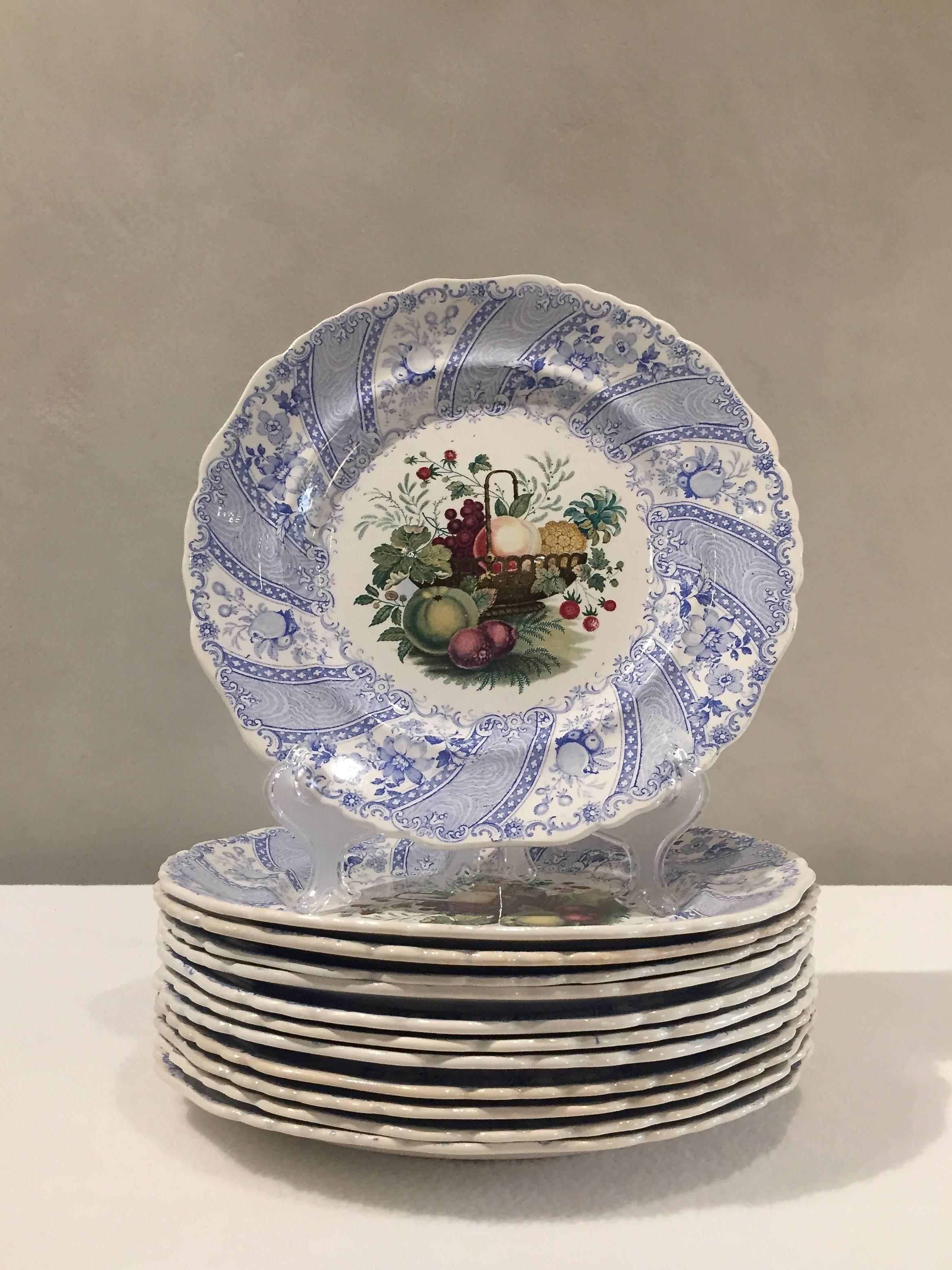 Pottery 19th Century, William Smith & Co. Wedgewood 12 Dinner Plates
