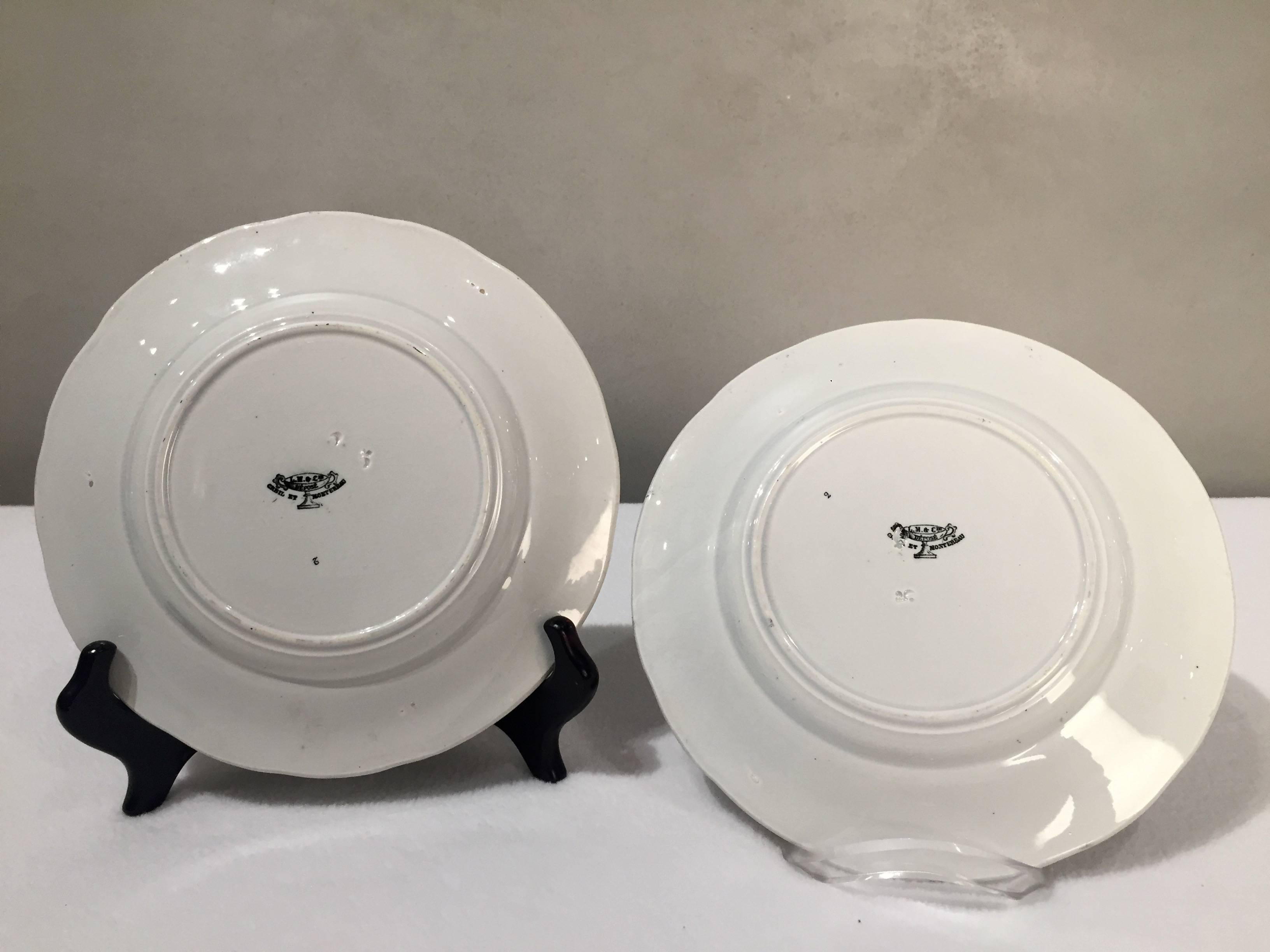 19th Century Lebeauf and Milliet of Creil and Montereau Faience Shelf Plates In Excellent Condition In San Francisco, CA