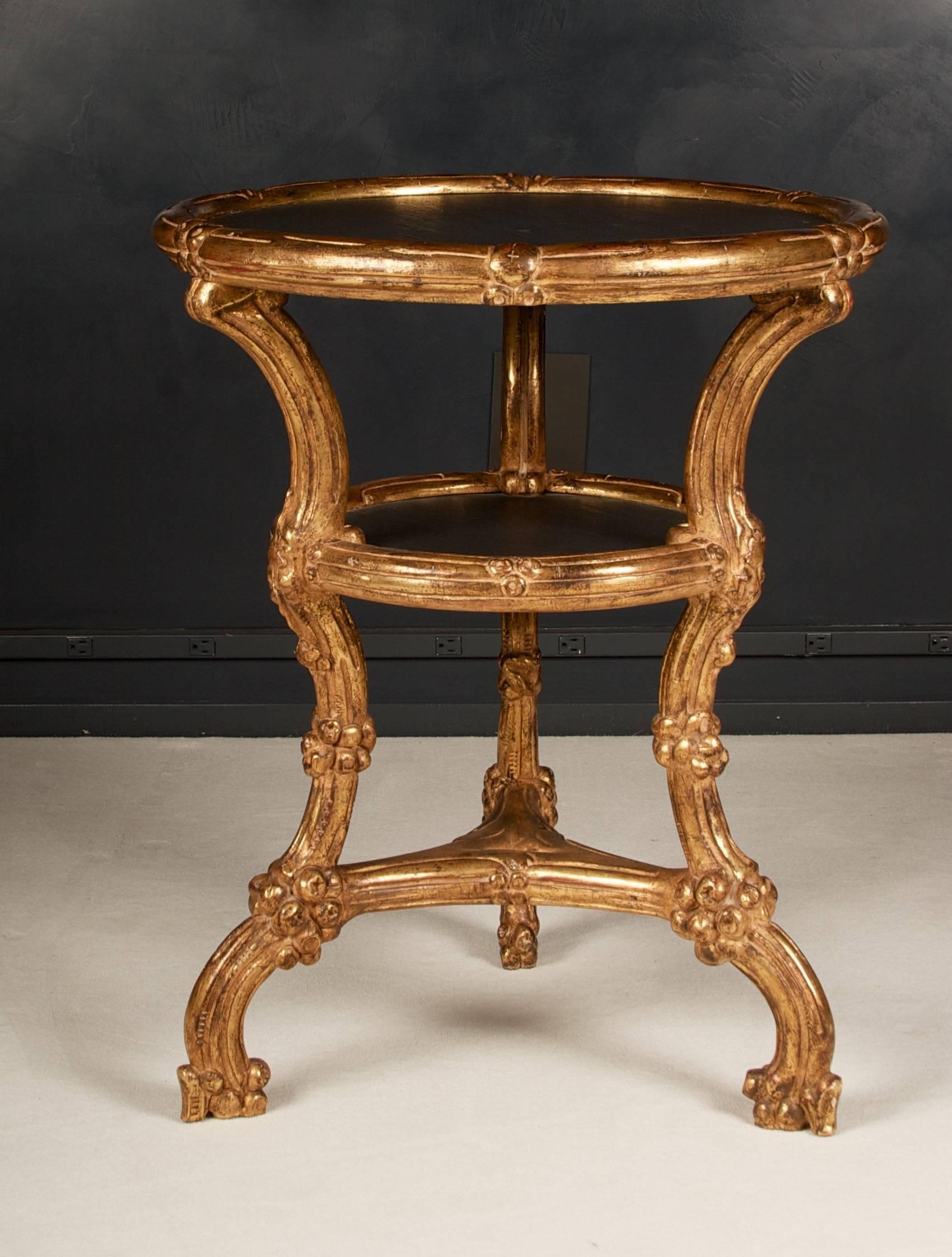 Aesthetic Movement Gueridon Side Table, gilded, inset rift cut slate top