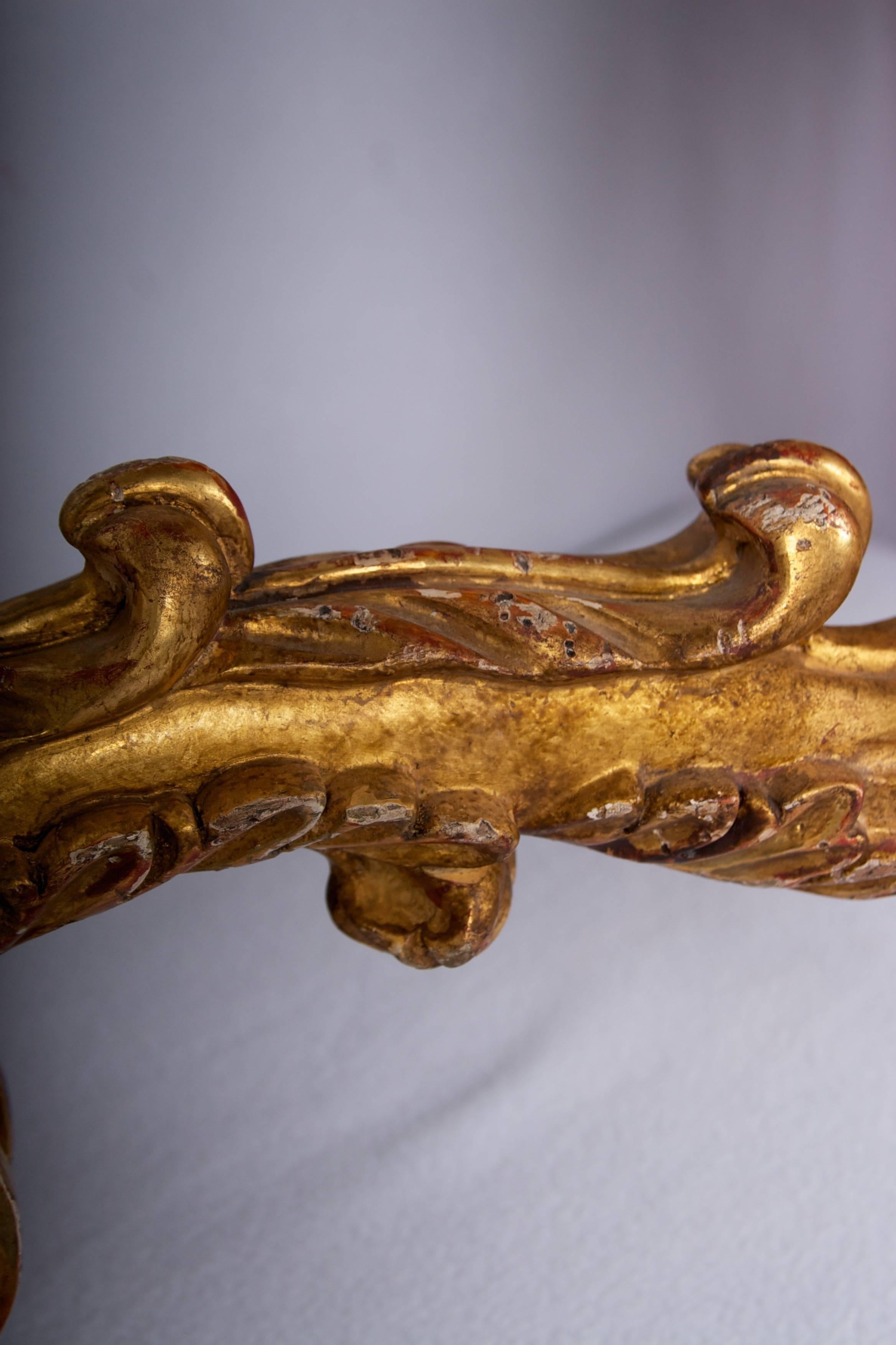 Baroque Style Carved and Gilded Pair of Sconces In Excellent Condition In San Francisco, CA