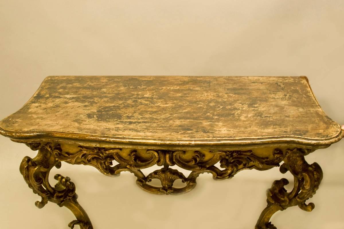 Italian Rococo Painted and Gilded Console In Good Condition For Sale In San Francisco, CA