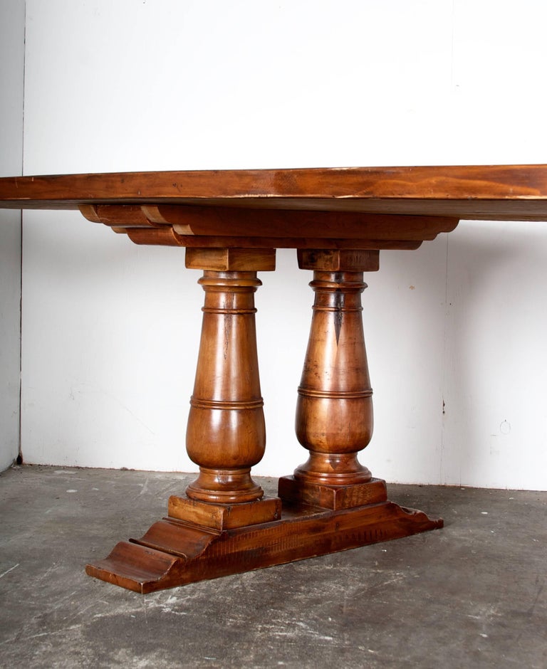 Double Pedestal Farmhouse Dining Table at 1stDibs