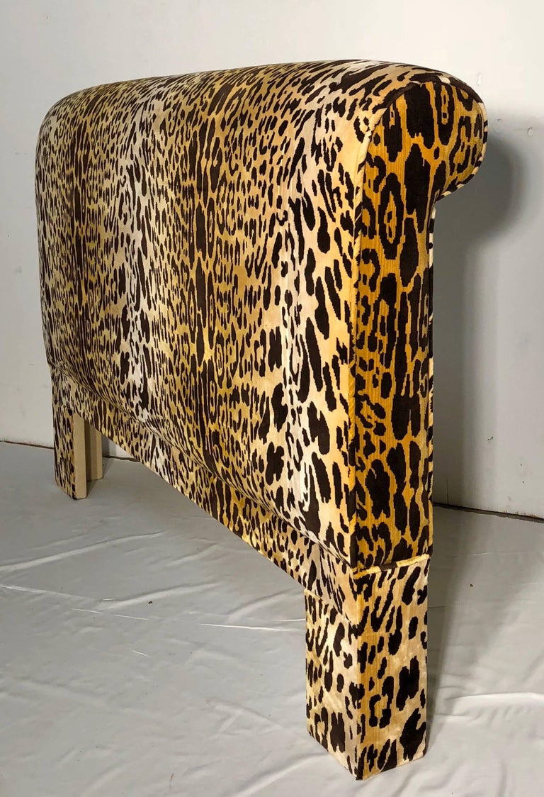 Leopard Velvet Upholstered Queen Headboard at 1stDibs