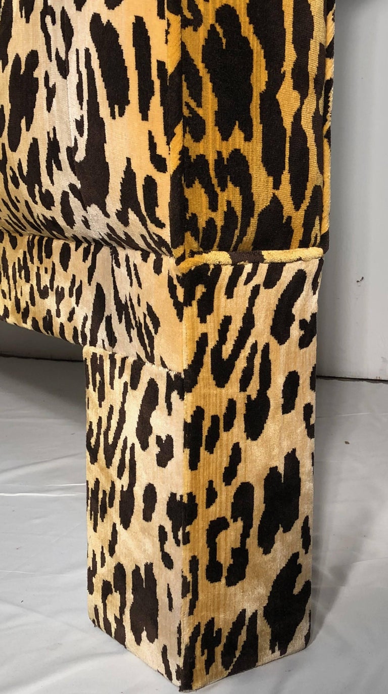 Leopard Velvet Upholstered Queen Headboard at 1stDibs