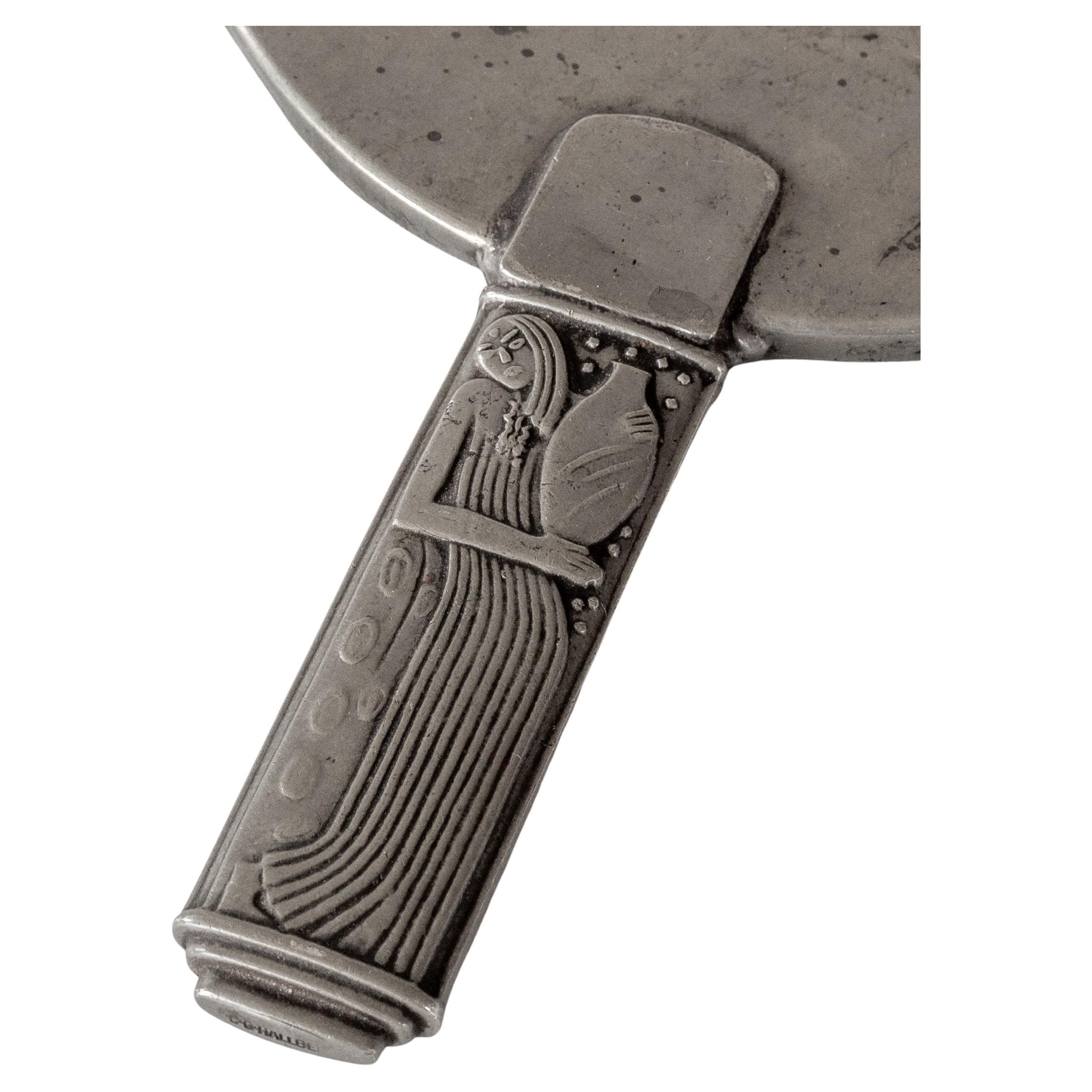 Scandinavian Modern Pewter Mirror by Sylvia Stave for C.G. Hallberg, 1930s