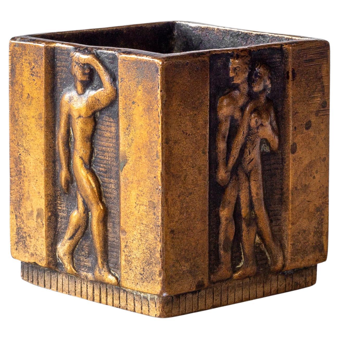Piccolo vaso in bronzo Art Deco di GAB Guldsmedsaktiebolaget, Svezia anni '30
