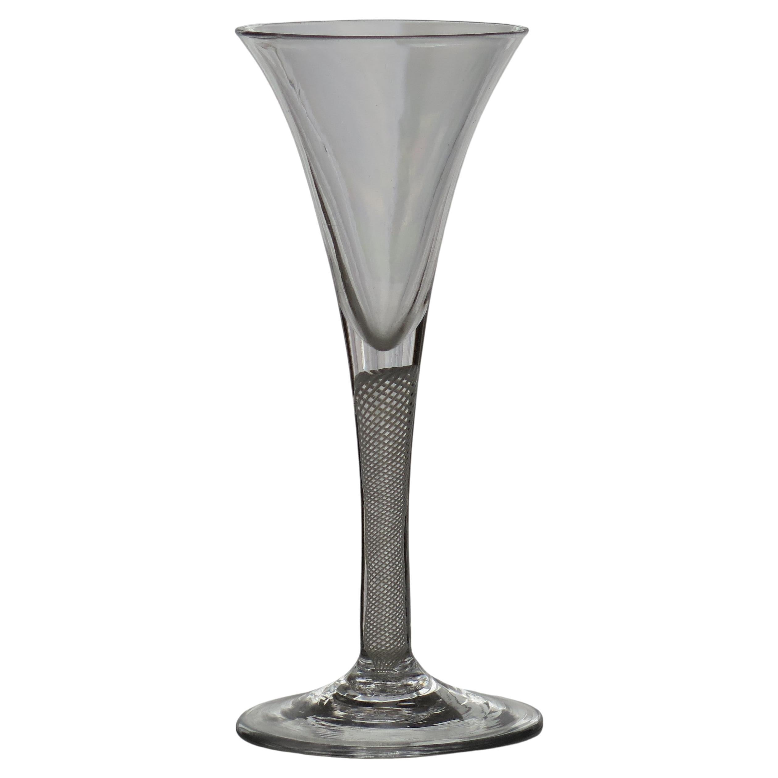 Mid-18th Century Georgian tall Wine Glass hand-blown Cotton Twist opaque Stem