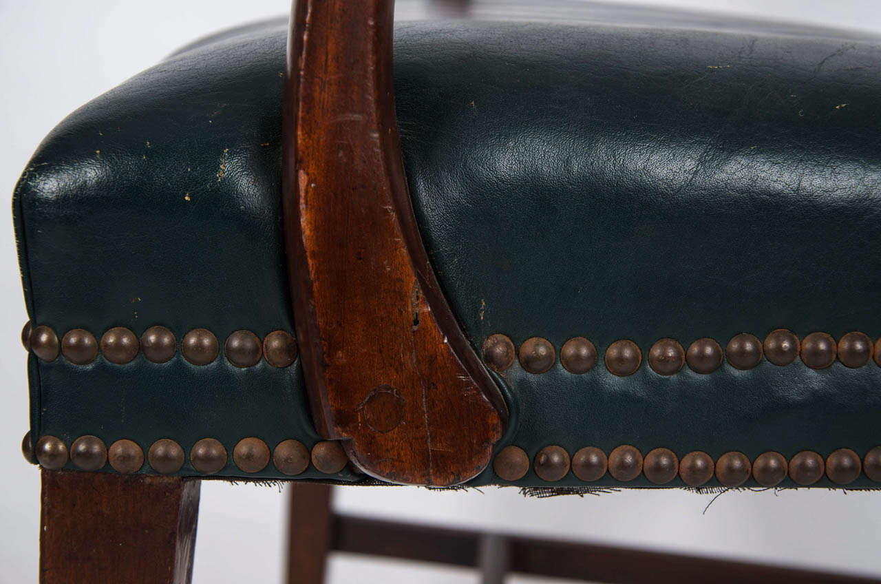 Georgian Armchair Green Leather Seat, English Hepplewhite circa 1785 For Sale 1