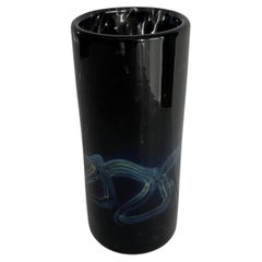 Vase cylindrique en verre de Murano signé Venini, couleur améthyste irisée, style milieu du siècle