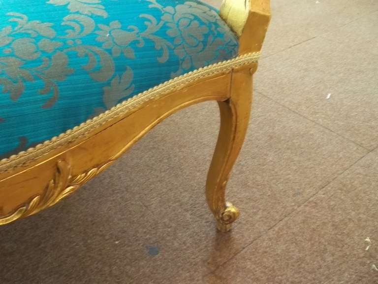 19th Century Settee or Sofa in Louis XV Style Giltwood reupholstered, English circa 1850