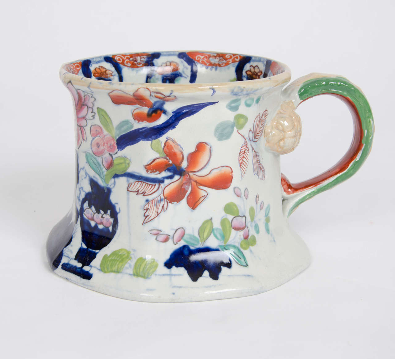 This is a large and impressive hand painted Cider Mug or Tankard made by Mason's Ironstone, England, with a very early date in the Georgian period, circa 1815.

These very early large cider mugs / tankards are quite rare.

The mug is octagonal in