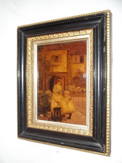 Victorian Crystoleum Picture of Mother and Child in Original Frame, circa 1890