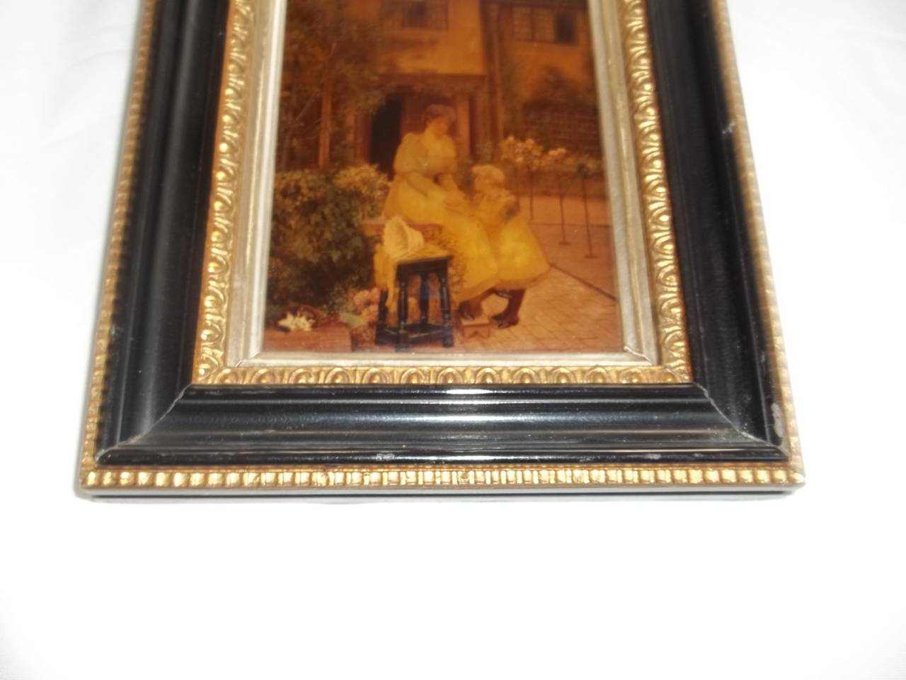 Victorian Crystoleum Picture of Mother and Child in Original Frame, circa 1890 In Good Condition For Sale In Lincoln, Lincolnshire