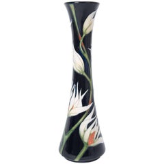 Tall Moorcroft Pottery Vase by Samantha Johnson in White Lily Pattern, 2004