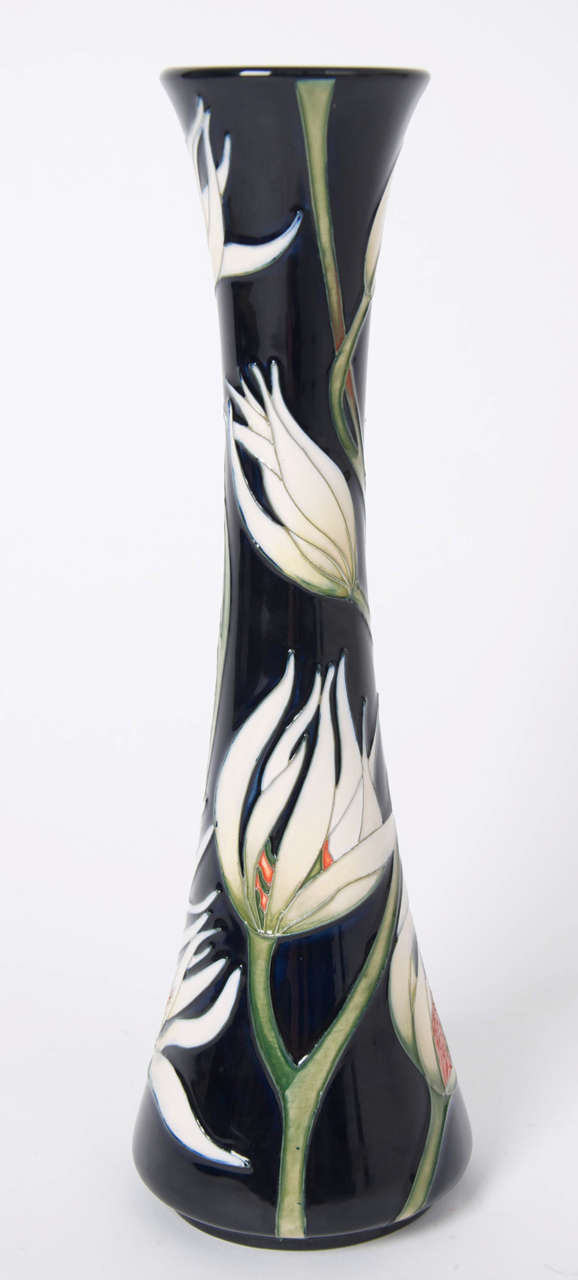 Contemporary Moorcroft Pottery Vase by Samantha Johnson in White Lily Pattern, 2004