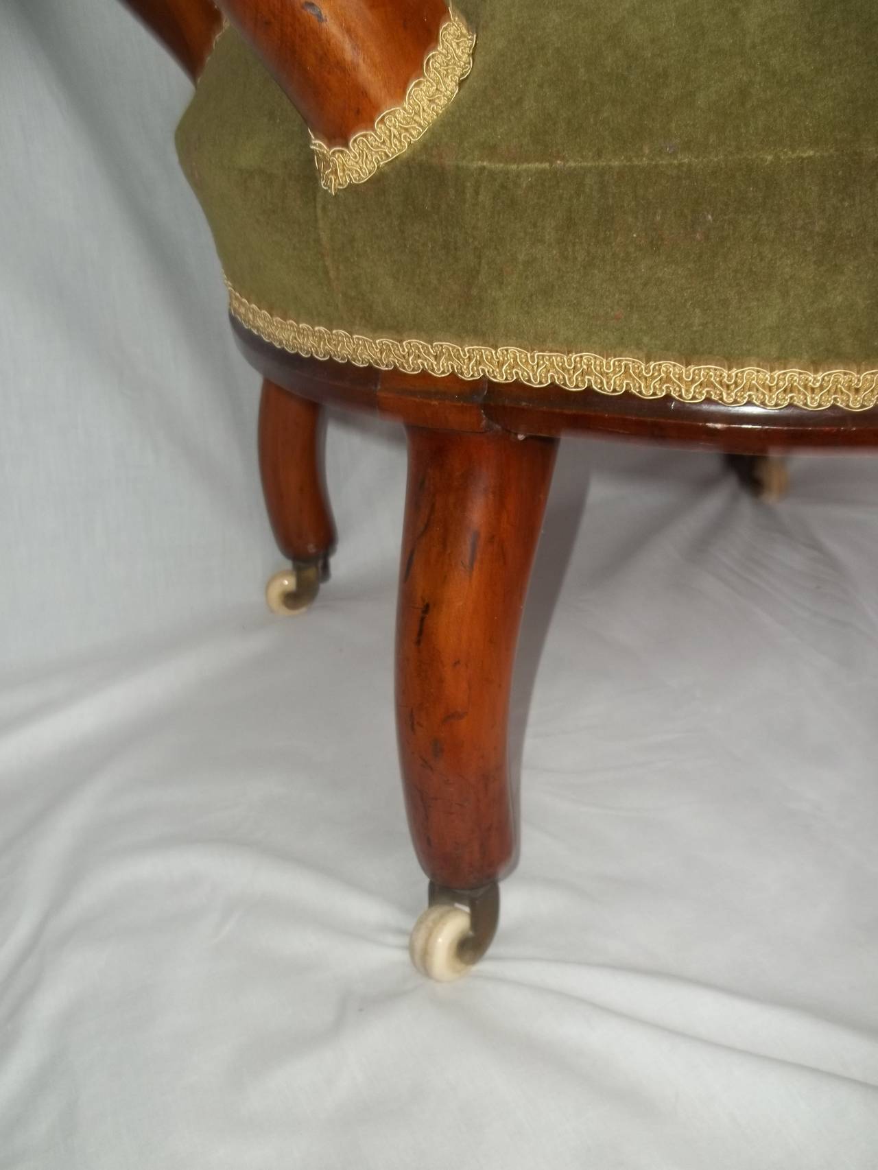 Fabric William IVth Nursing Chair Walnut Hand Carved Detail, English Circa 1830
