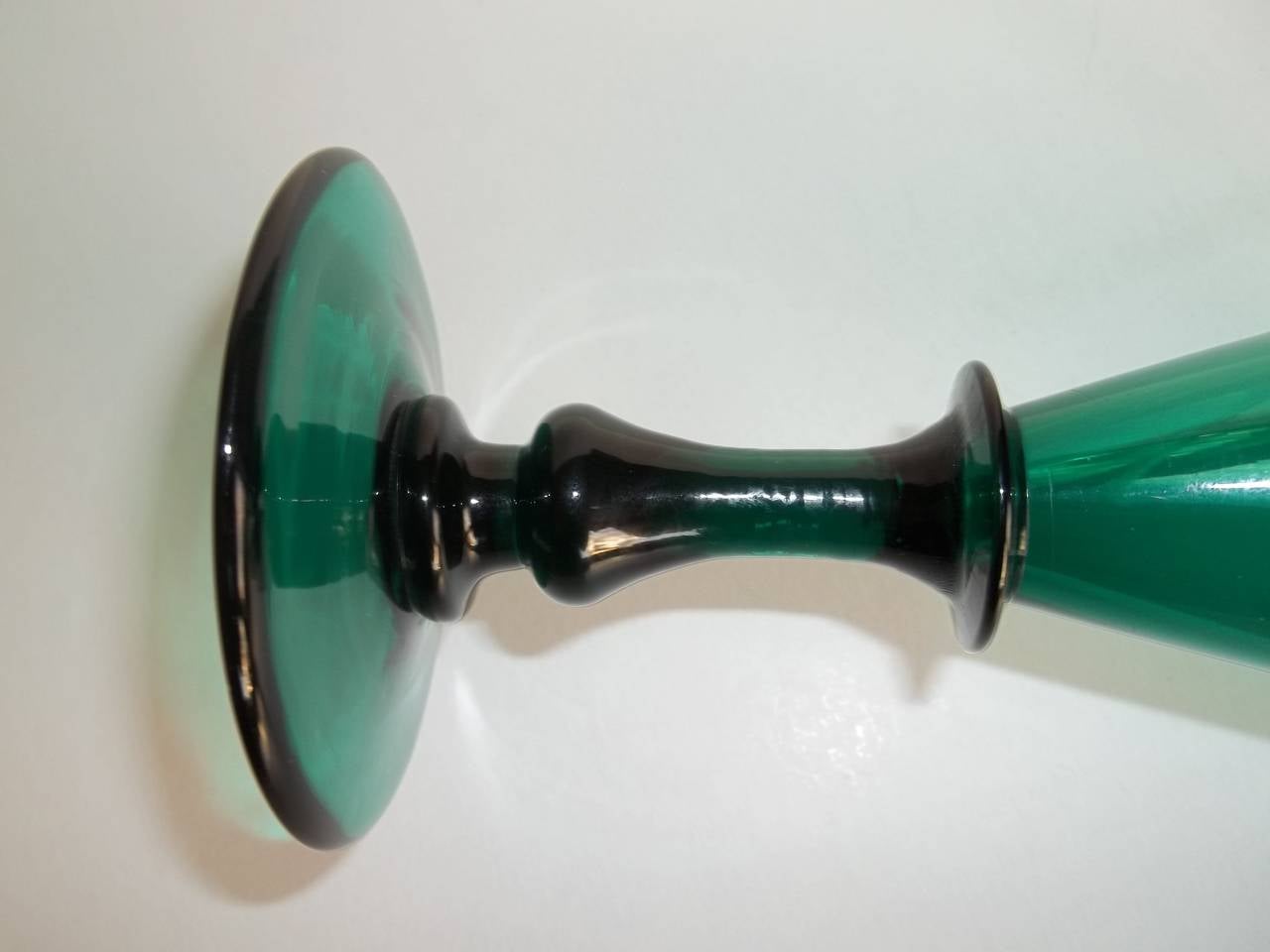 Hand-Crafted Georgian Wine Glass Bristol Green Bell Bowl Knopped Stem, English, circa 1815 For Sale