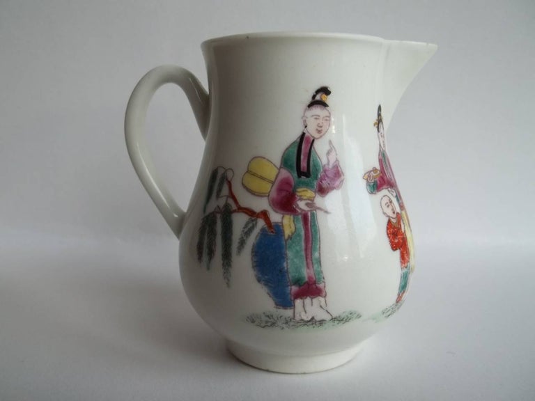 George III First Period Dr. Wall Worcester Milk Jug in Chinese Family Pattern, Circa 1770 For Sale