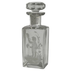 Frasco de perfume antiguo de cristal de Mary Gregory Studio, de alrededor de 1900