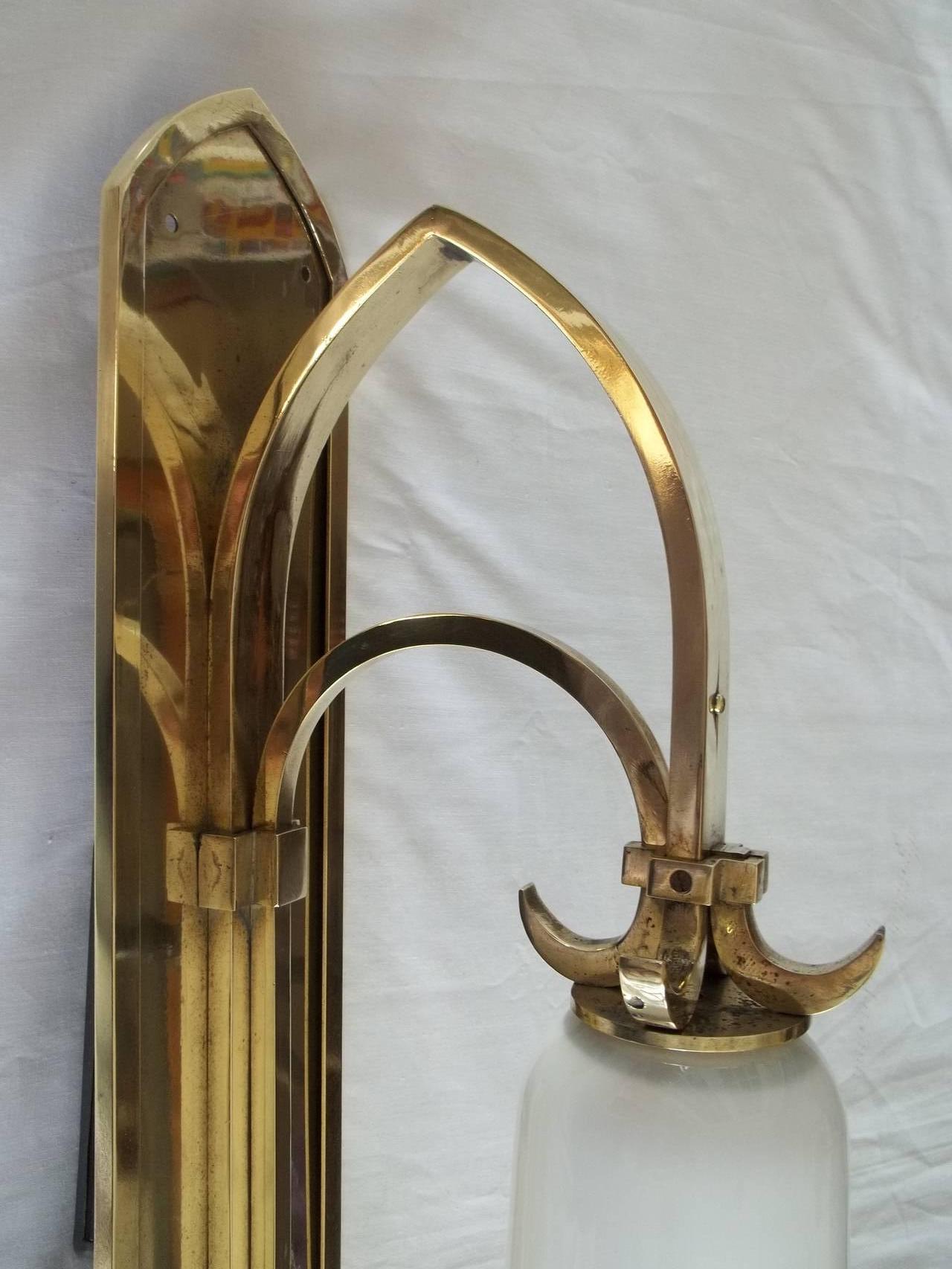 Superb, PAIR of GOTHIC, (Revival), WALL LAMPS or LIGHTS, Brass, circa 1905 In Good Condition In Lincoln, Lincolnshire