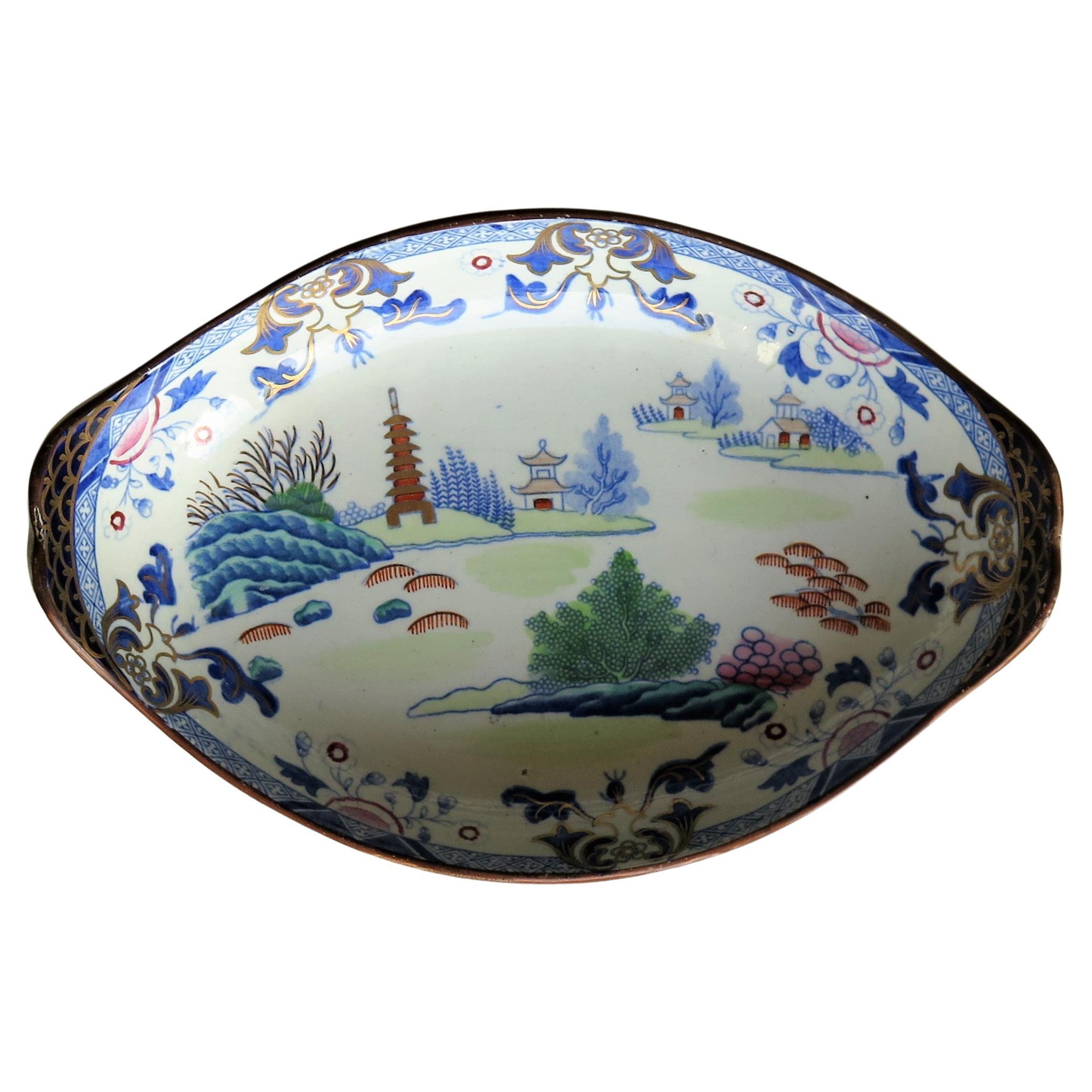 Georgian Ironstone Dish by Hicks & Meigh in Chinese Landscape Pattern circa 1818 For Sale