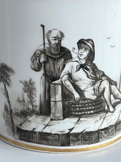 Fine Old Paris Porcelain Coffee Can and 'En Grisaille', French circa 1810