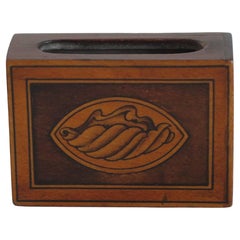 Antique Hardwood Vesta Case with fine Shell Patera Inlay, late 19th Century