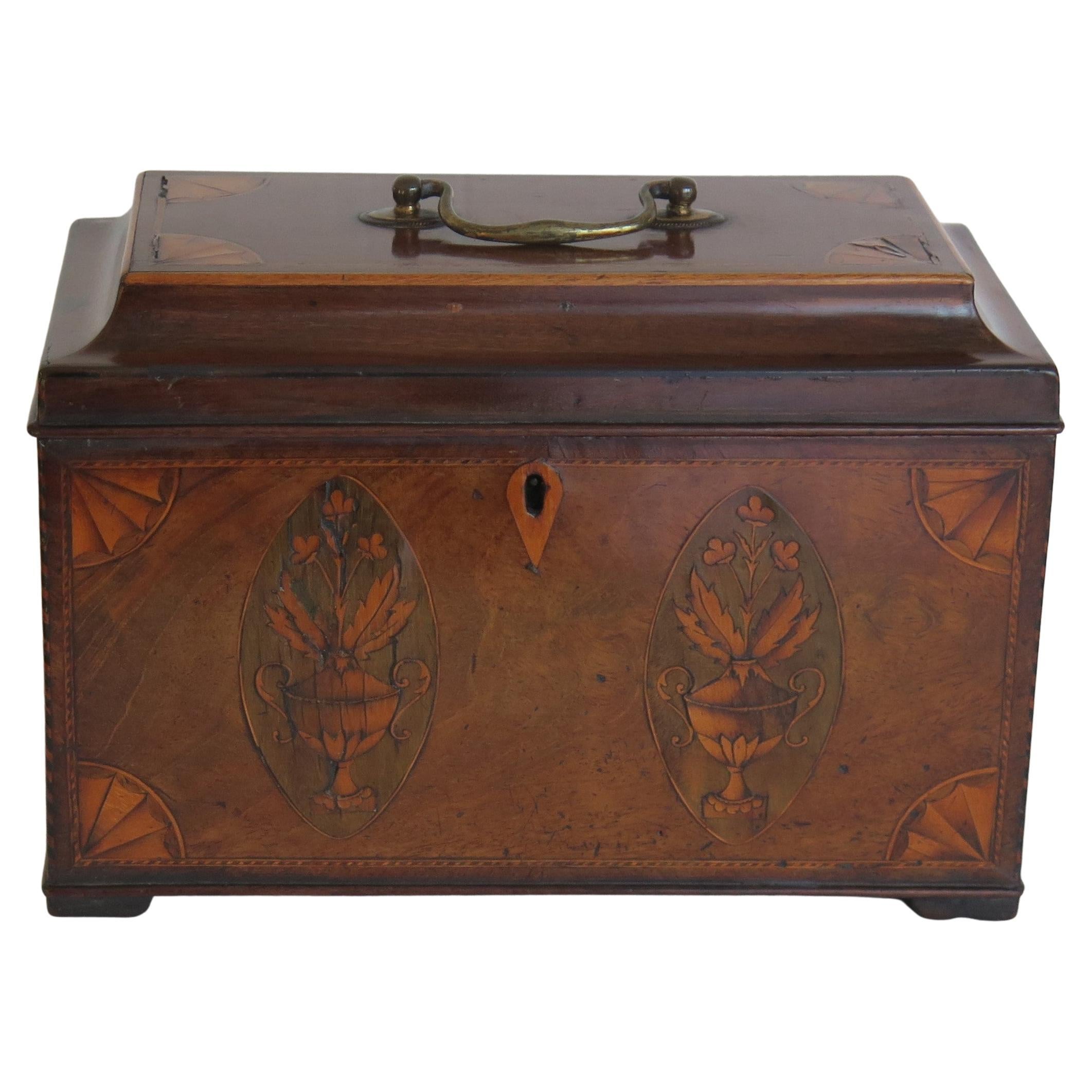 Georgian Sheraton Period Tea Caddy finely Inlaid, English circa 1780