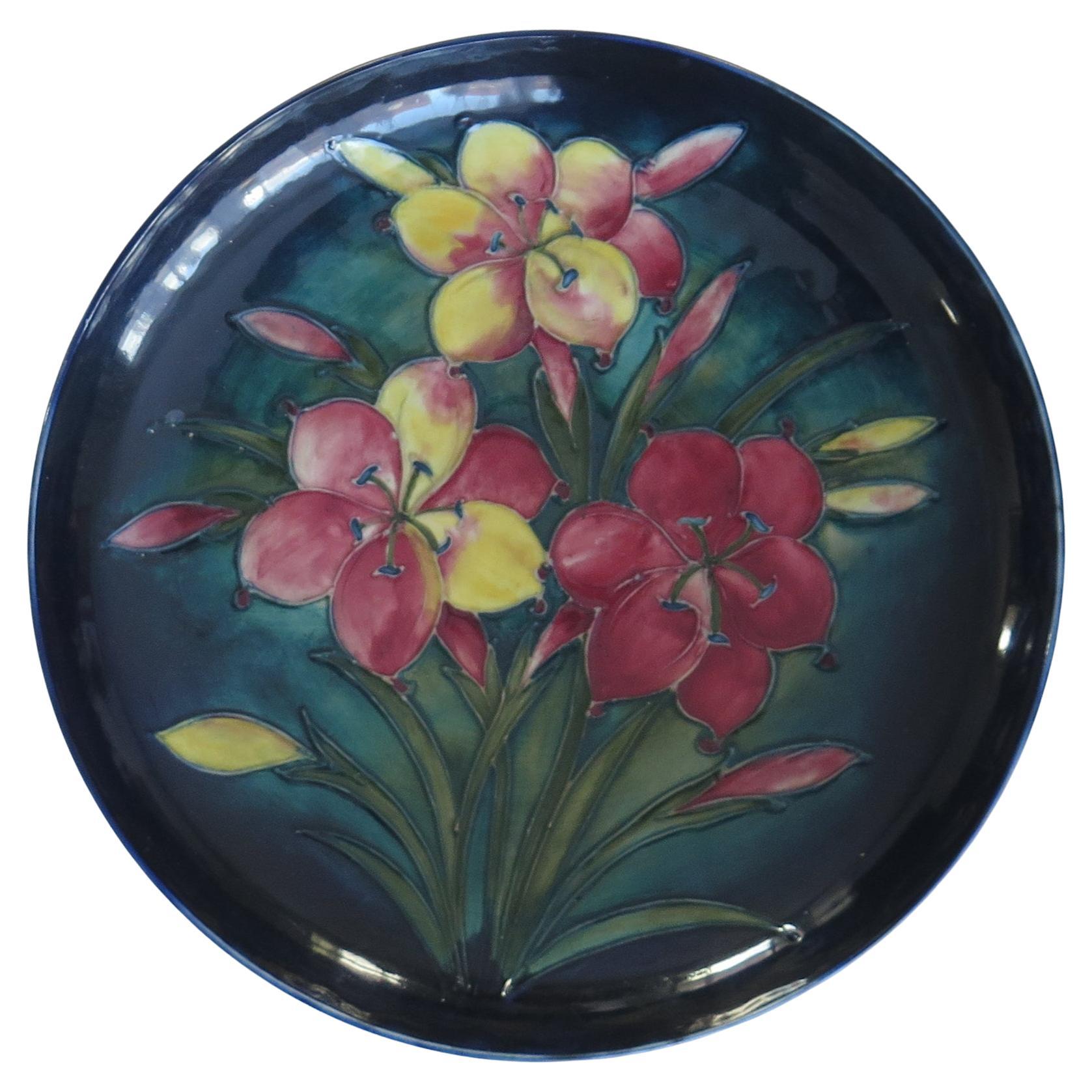 Early William Moorcroft Pottery Large Dish in Freesia Pattern, circa 1935 For Sale