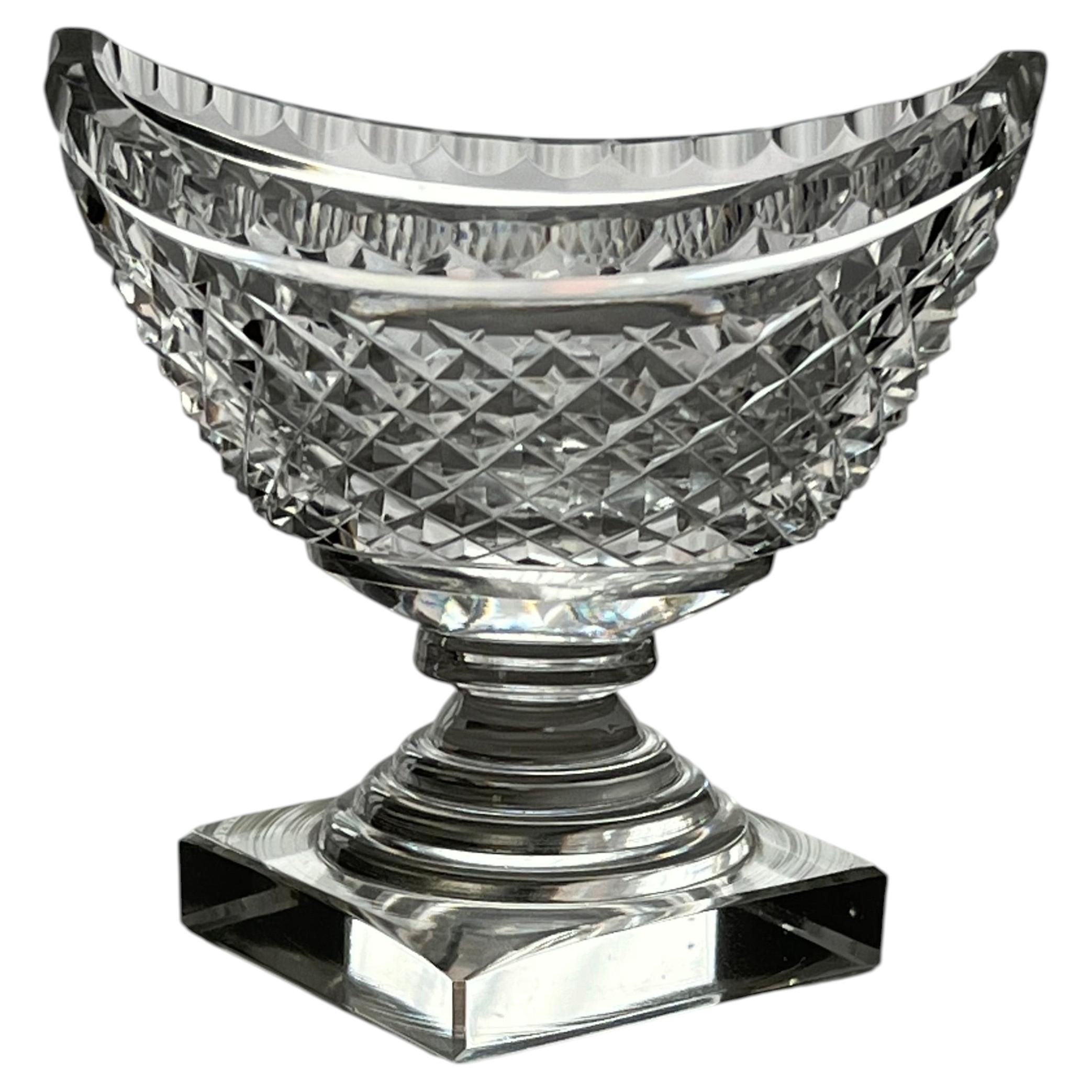 Irish 18th Century Georgian Cut Glass Salt with Stepped Foot, Ca 1790 For Sale