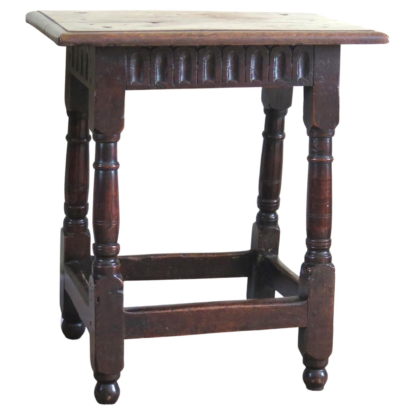 Charles 1st English Jointed Stool Oak, Early to Mid 17th Century, circa 1630 For Sale