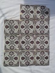 Early 19th Century, Set of 11 Dutch Delft, Manganese Tiles, Hand-Painted, Floral