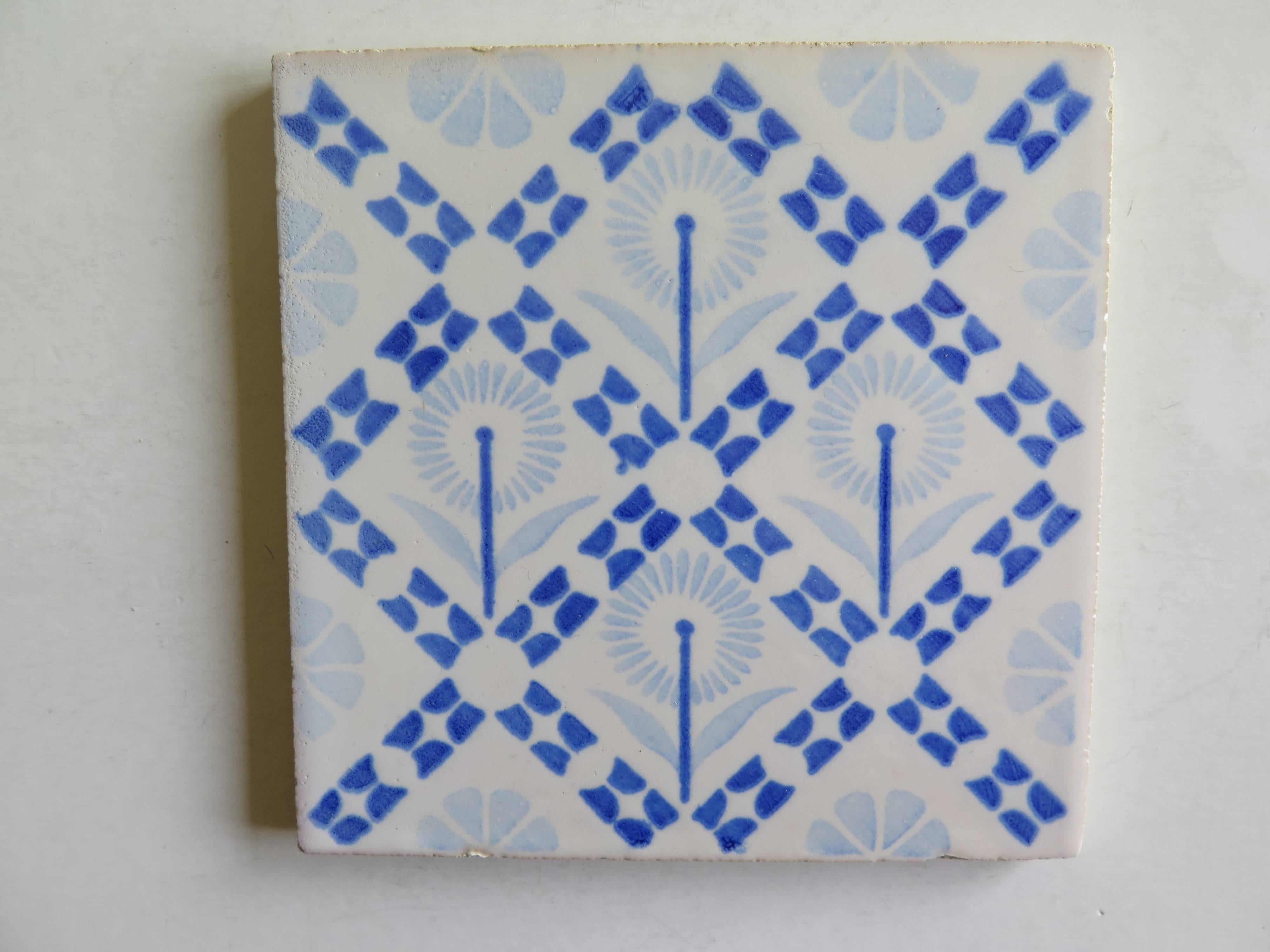 Four Art Deco Period Ceramic Wall Tiles Blue and White, Dutch, circa 1930 In Good Condition In Lincoln, Lincolnshire