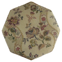 Footstool Early Victorian with Octagonal Walnut Frame & Tapestry Top, ca 1840