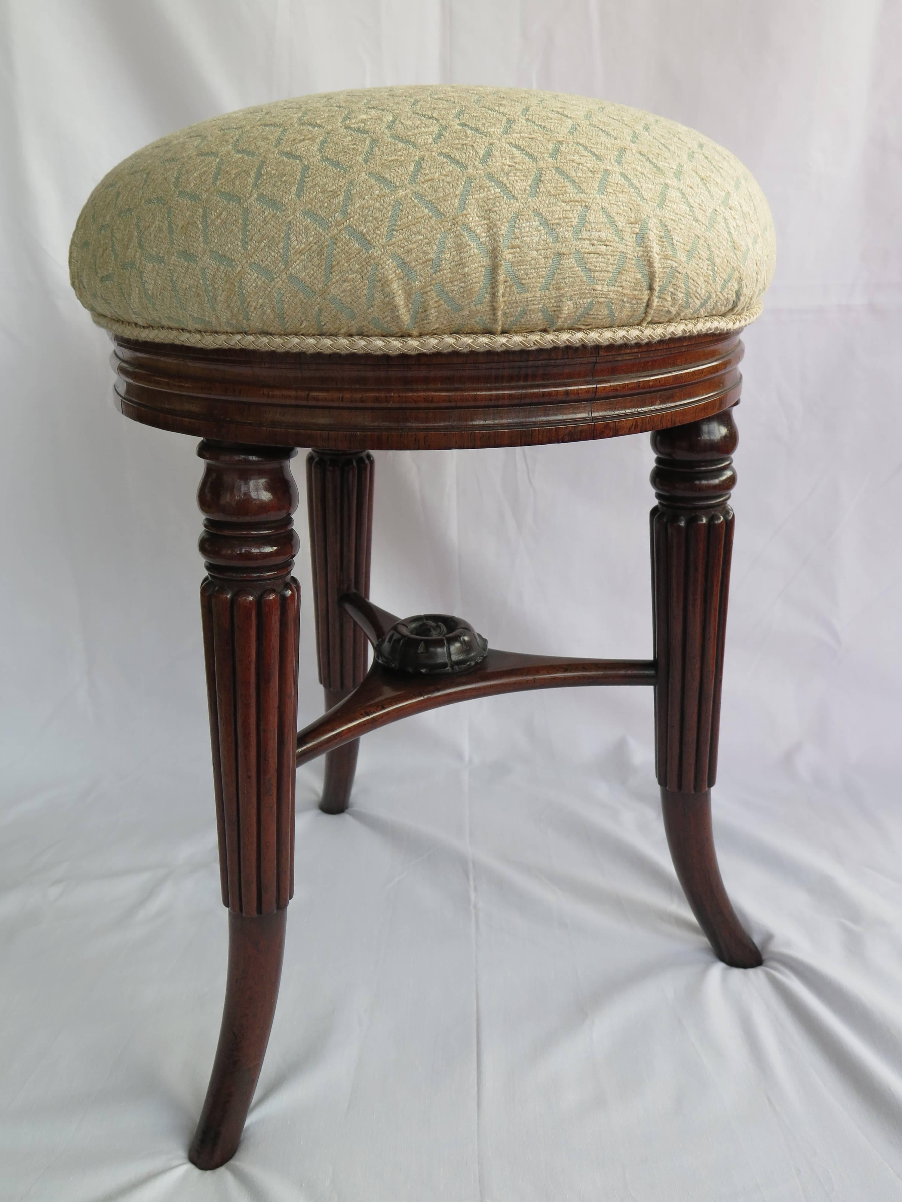 Hand-Crafted Fine, Georgian, Regency Period, STOOL, Reeded, Rosewood, circa 1820