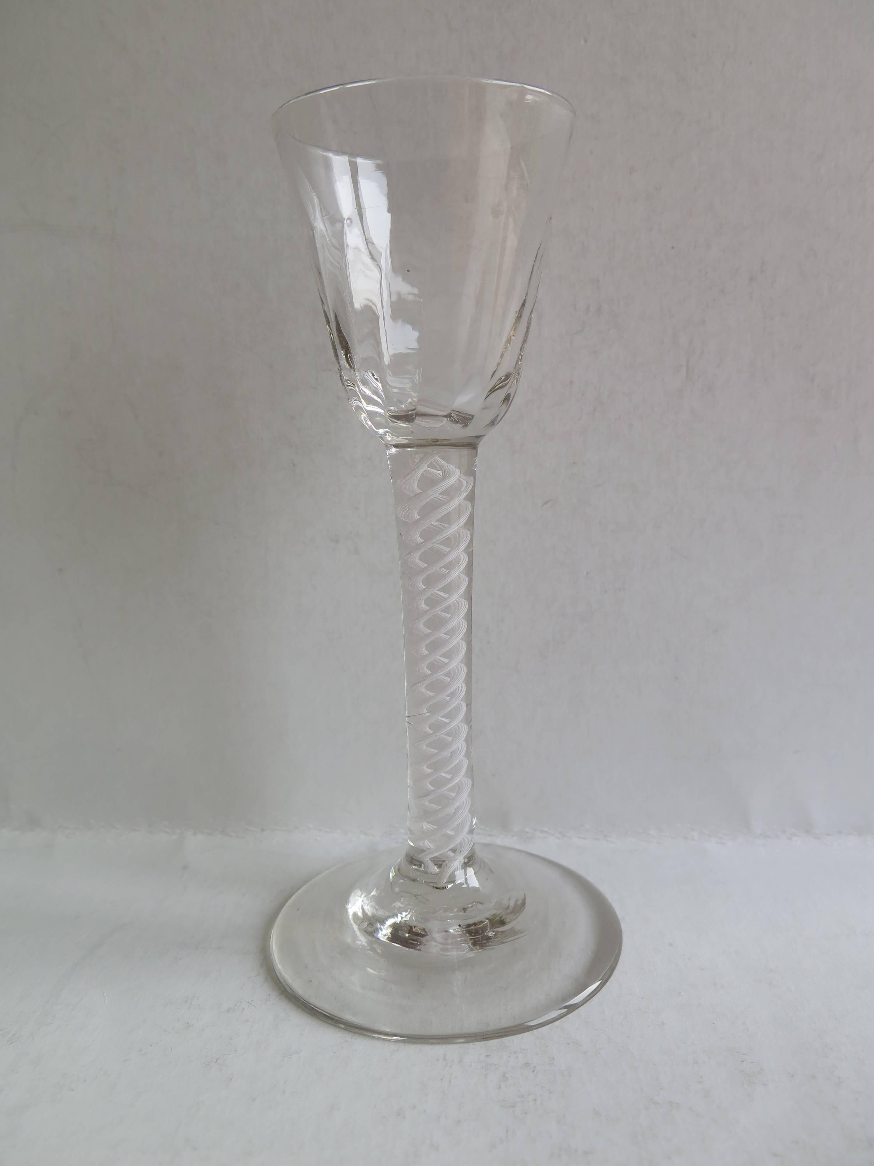 This is a good hand-blown, English, Georgian, single series opaque twist (SSOT) or 