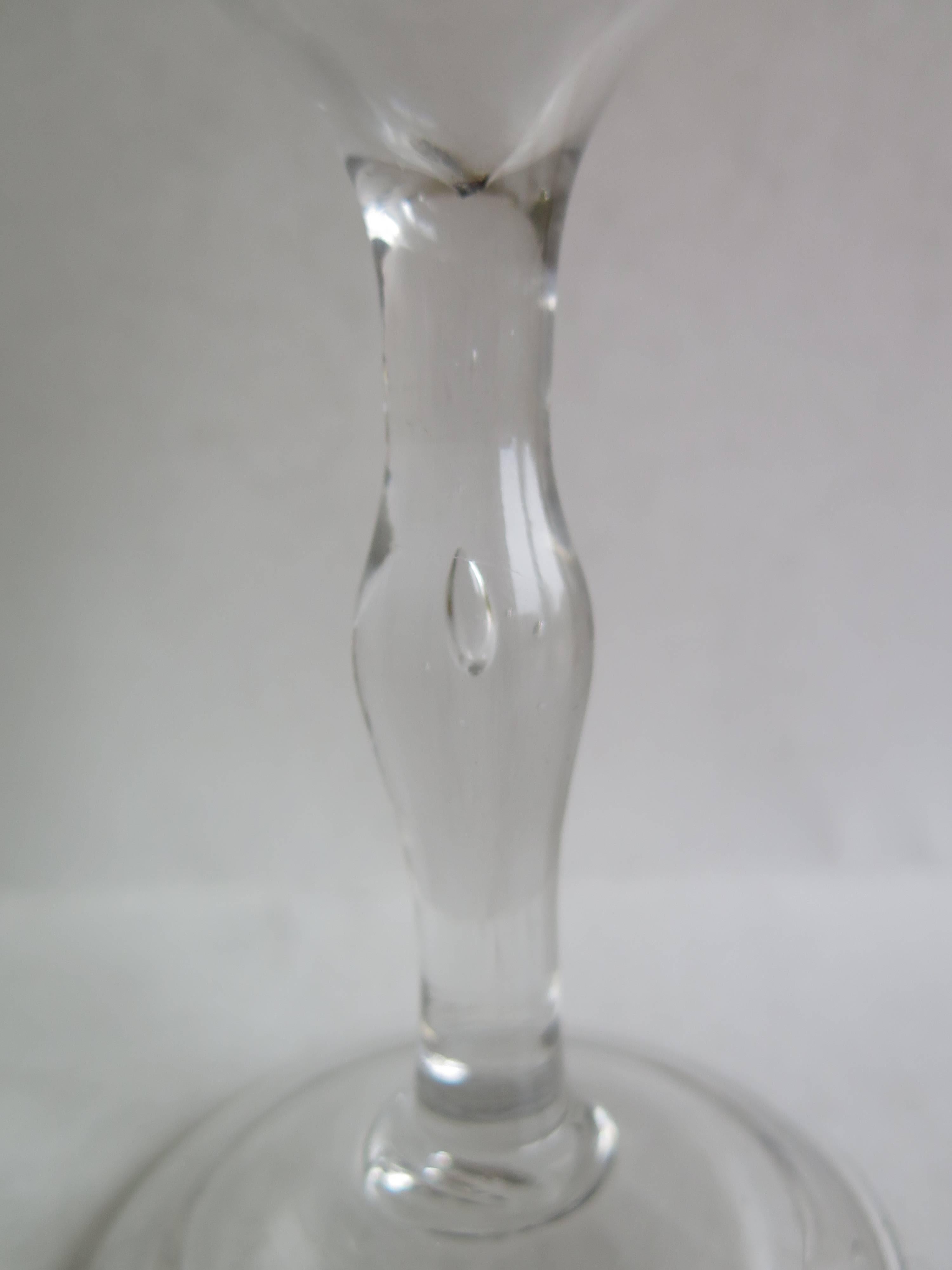 18th Century George II Wine Drinking Glass Balustroid  Knopped Stem with Tear, Circa 1745 For Sale