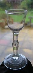 George II Wine Drinking Glass Balustroid  Knopped Stem with Tear, Circa 1745