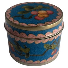 Kleine chinesische Export-Cloisonné-Dose mit Deckel und Pfirsichdekor, CIRCA 1930