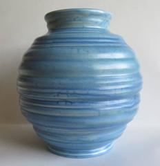 Art Deco, Carlton Ware, Coiled Spherical Vase, blue Earthenware , circa 1930