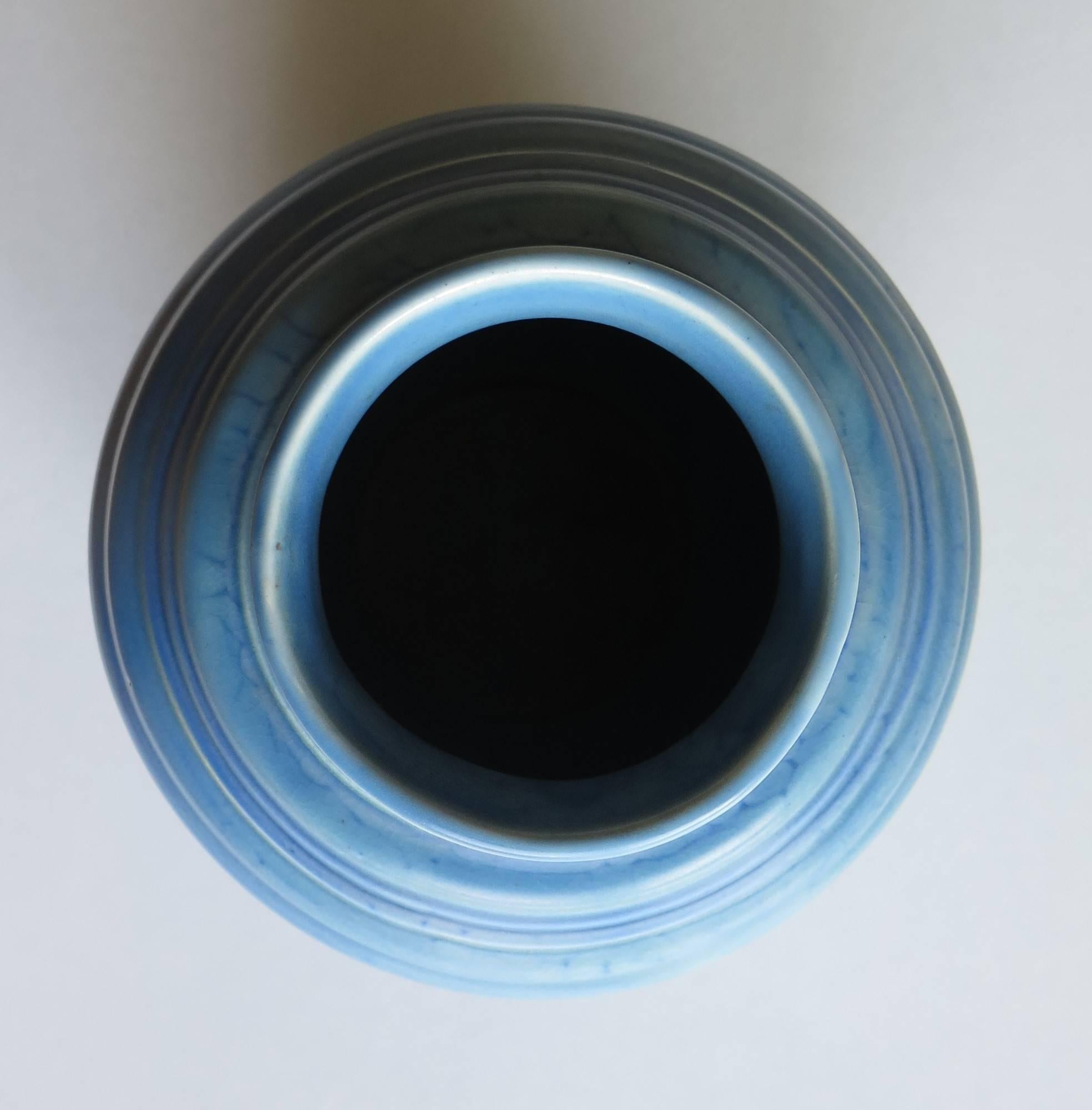 Art Deco, Carlton Ware, Coiled Spherical Vase, blue Earthenware , circa 1930 2