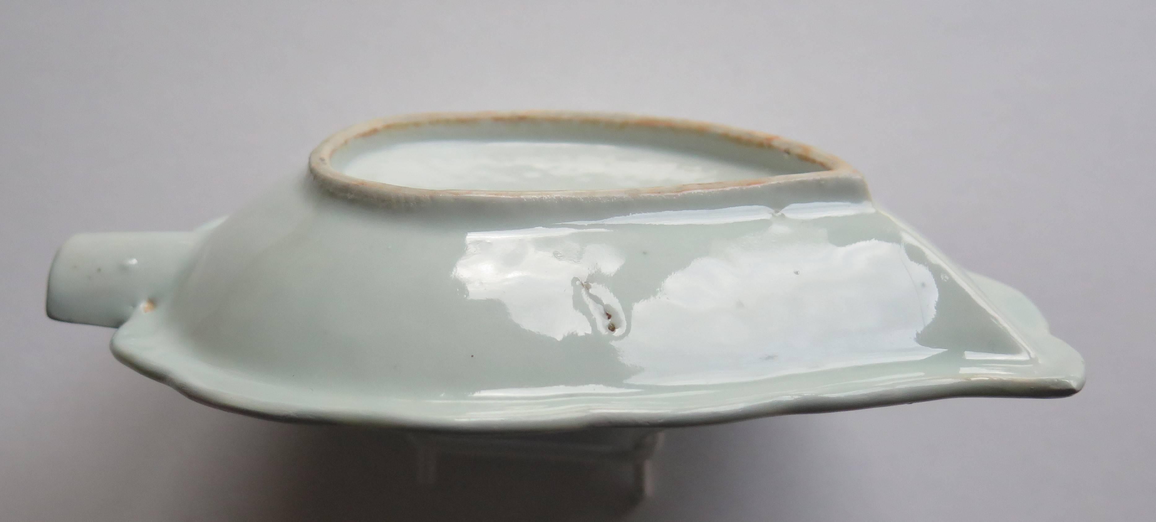 19th Century CHINESE Export, LEAF DISH, Canton, Blue and White Porcelain, Qing 2