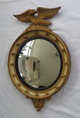 19th Century Convex Mirror, Mid-Size, Eagle Crest, English Regency, circa 1870