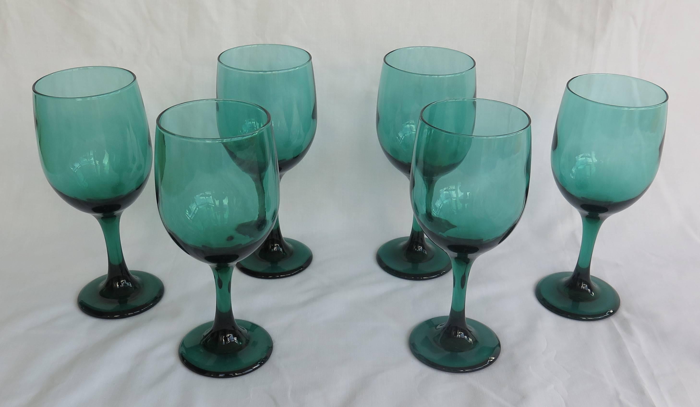 This is a good set of six English wine glasses.

The glasses have a mid 