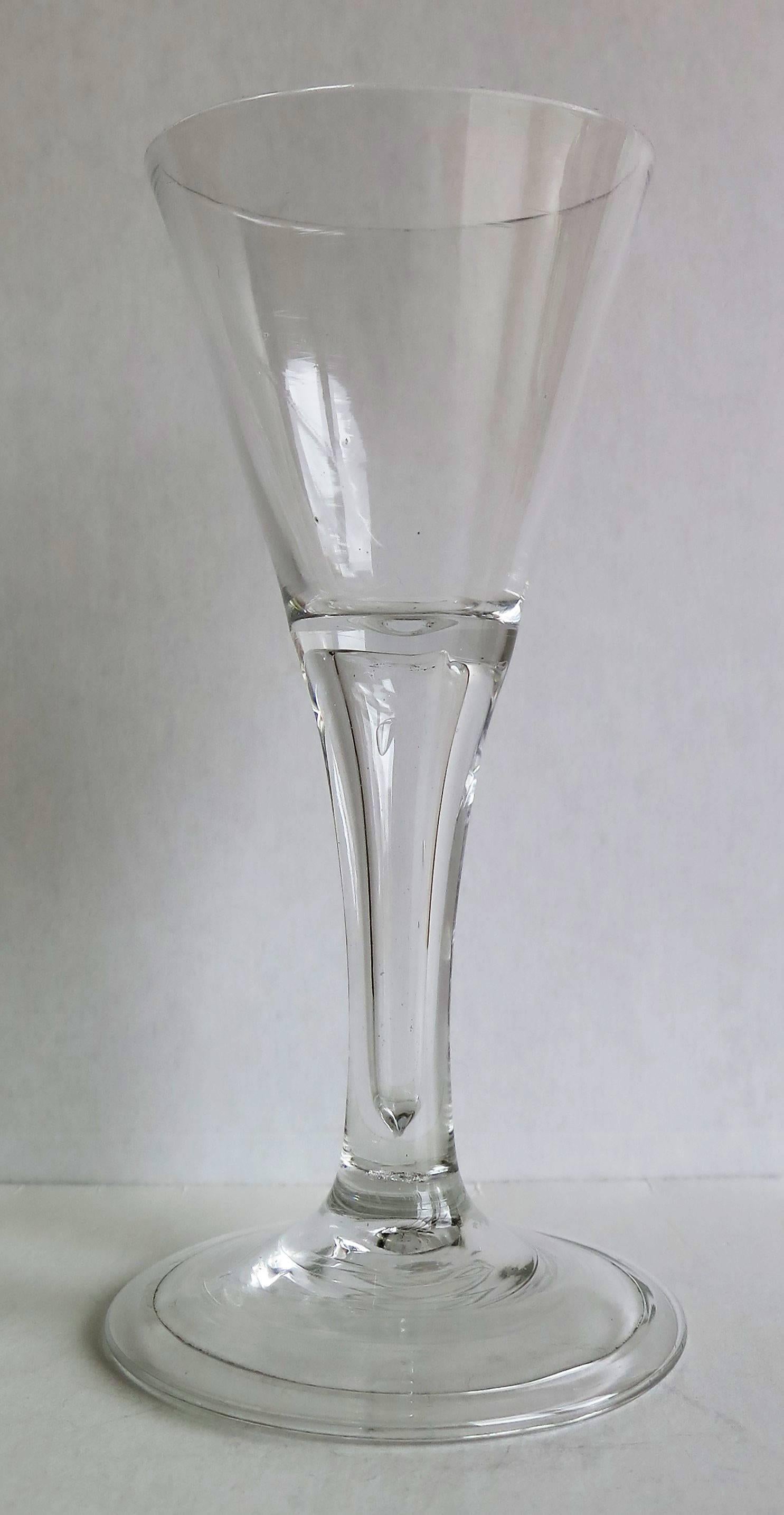 Hand-Crafted George II Rare Hollow Stem English Wine Drinking Glass, Circa 1750