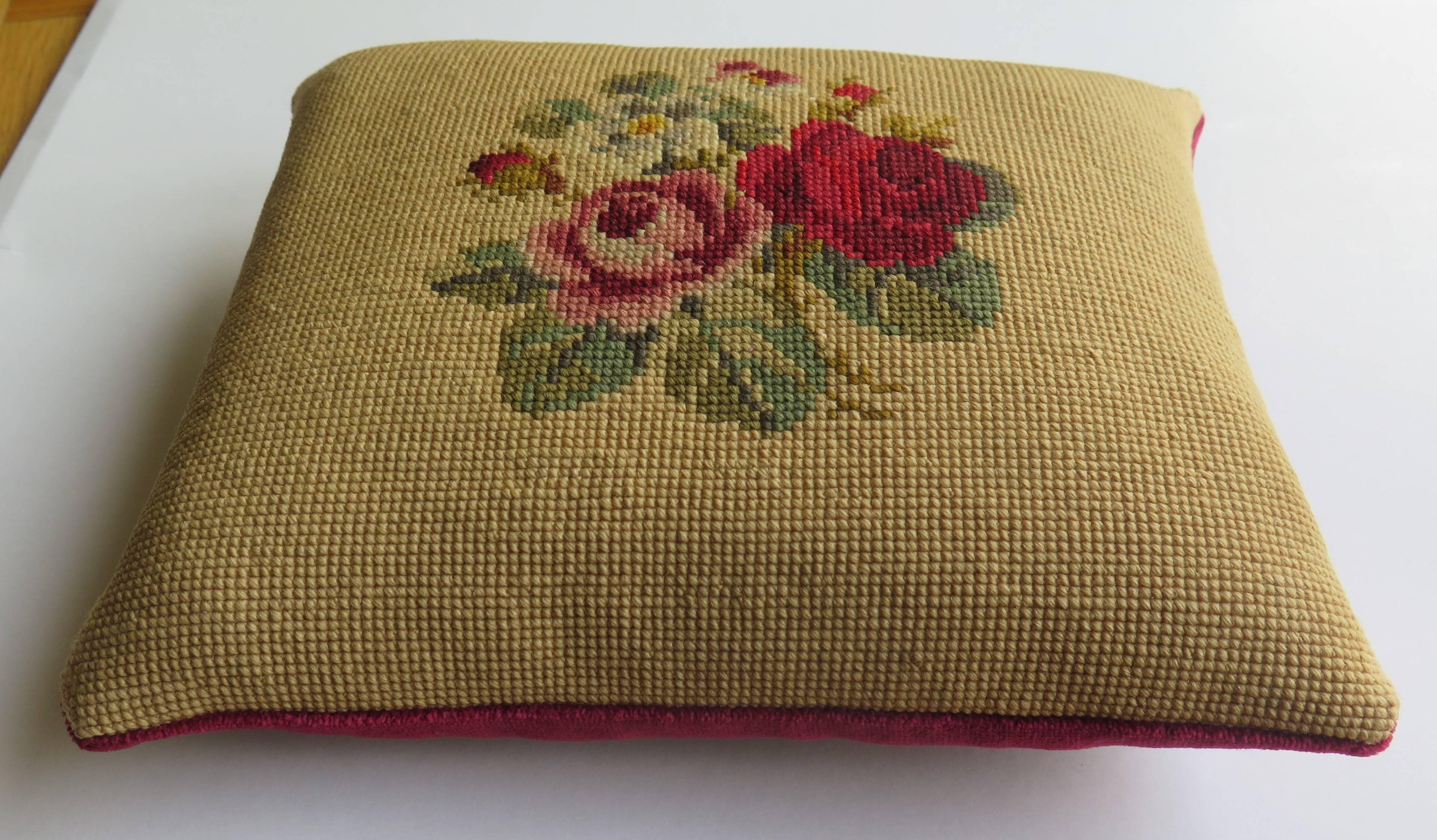 Hand-Crafted Late 19th Century Pillow or Cushion Needlepoint tapestry Art-Nouveau Design