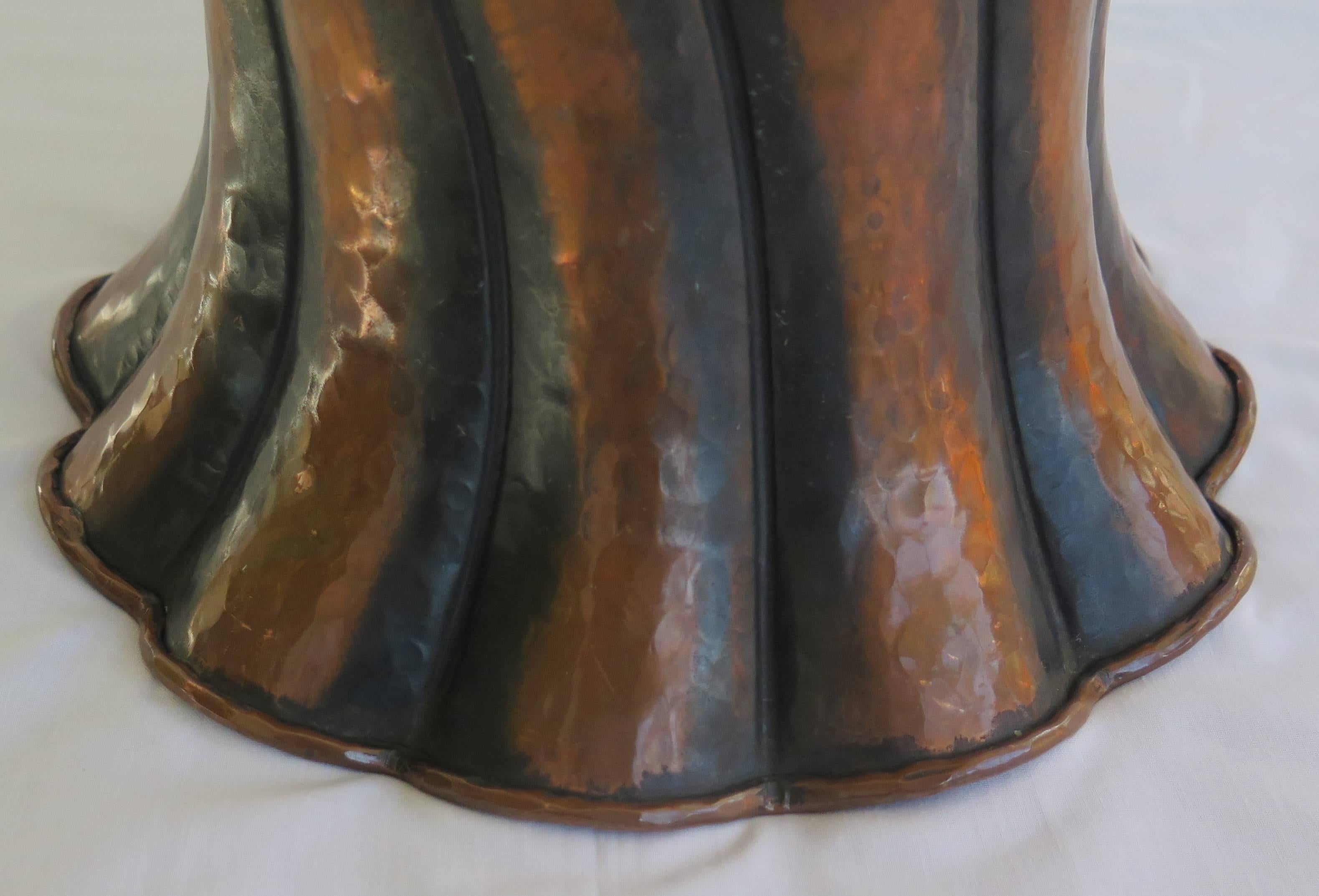 Large, Egidio Casagrande Vase, Hammered Copper, Twist Fluted, Italy, circa 1930 In Excellent Condition In Lincoln, Lincolnshire