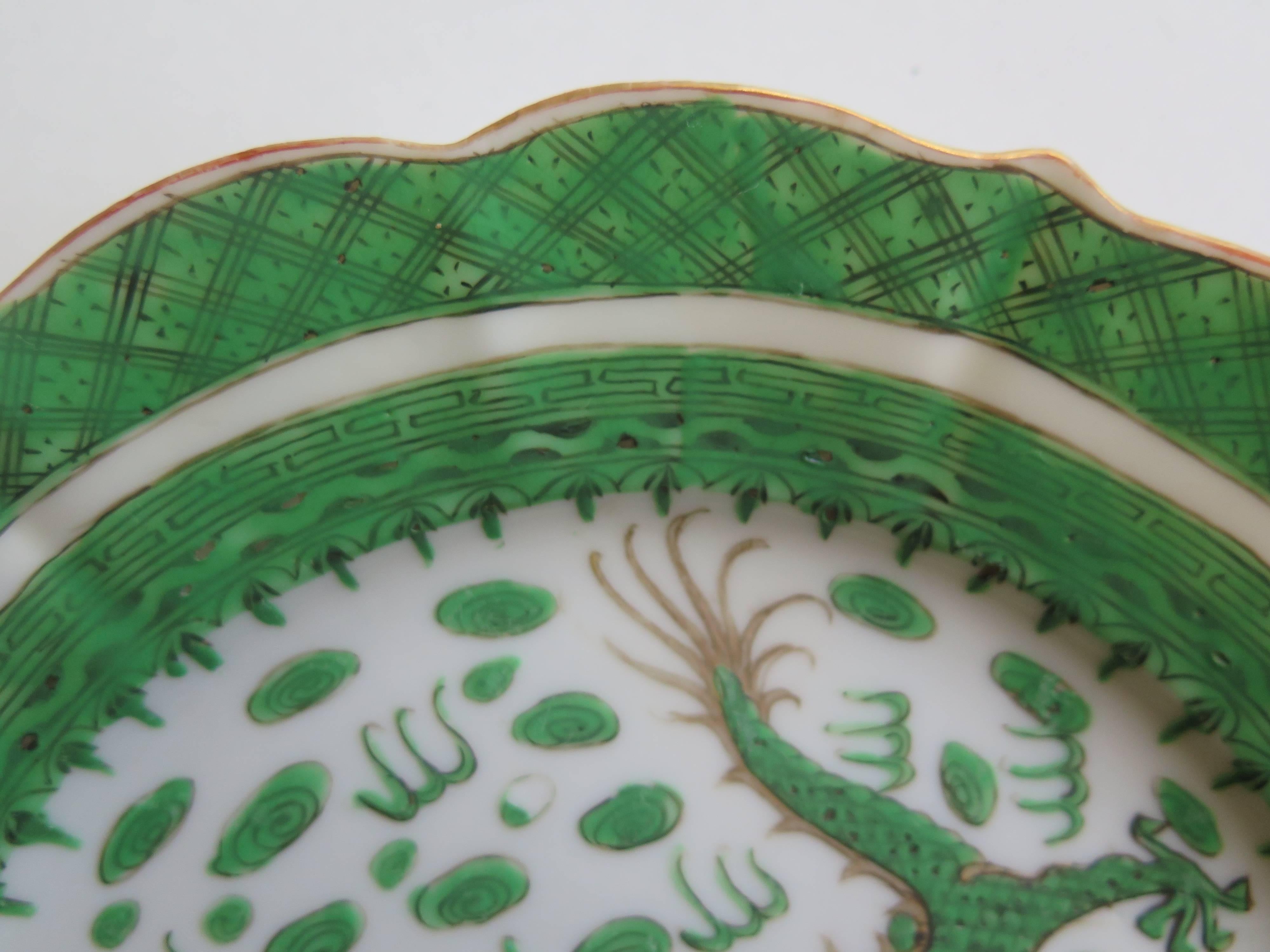 Porcelain 19th Century Chinese Famille Verte Plate, Polychrome Enamel Dragon, Qing