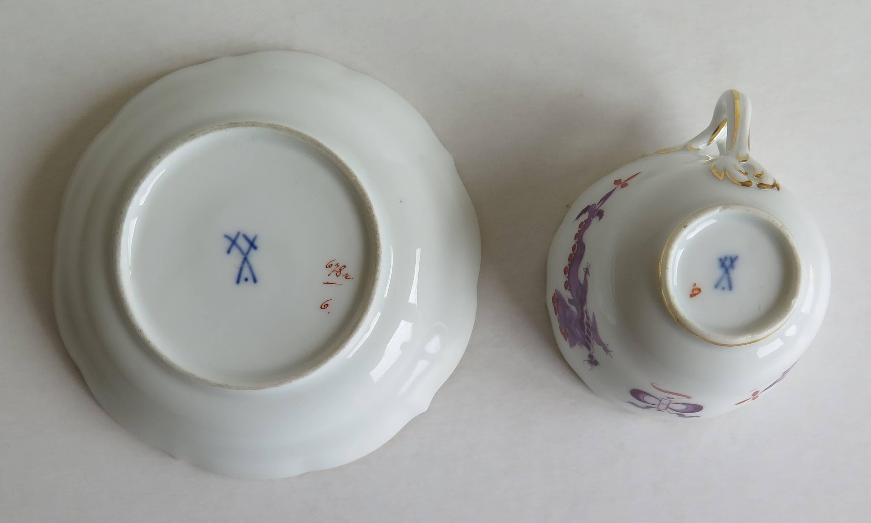 20th Century Meissen Porcelain Demitasse Cup and Saucer Chinese Dragon Pattern, circa 1928