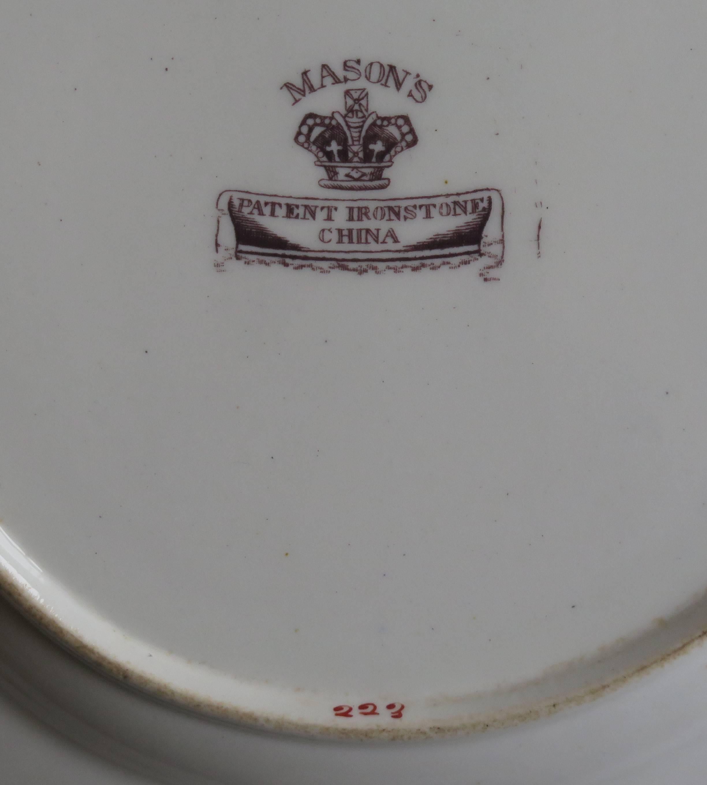 Mason's Ironstone Sandwich Plate or Dish box & vase Chinoiserie Ptn, Circa 1840 4